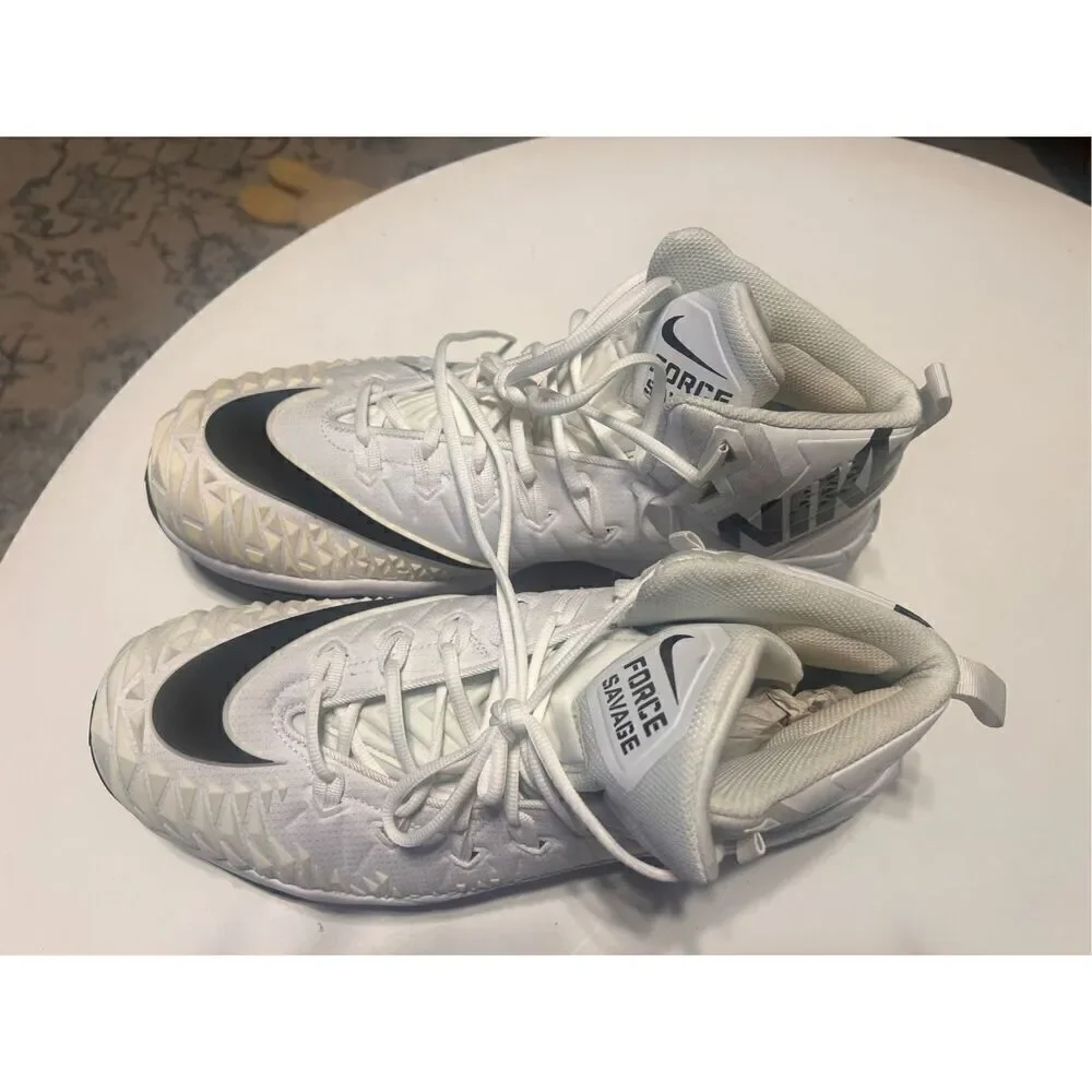 Nike Mens Size 15 Force Savage Rubber Football Cleats Cream White Black Athletic